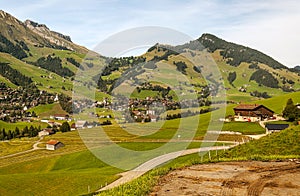 Meadows with wooden houses