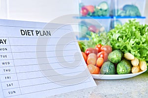 A meal plan for a week on a white table among set of plastic containers for food and food. Proper nutrition during the week