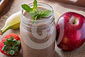 Meal replacement shake in a mason jar photo