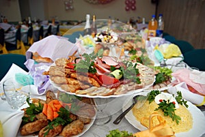 Meal on the served table