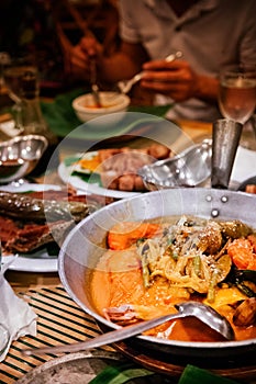 Meal set of traditional Filippino Food, Top view