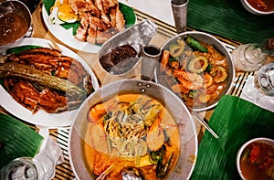 Meal set of traditional Filippino Food, Top view