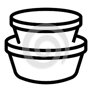 Mealtime tools icon outline vector. Plastic lunch containers