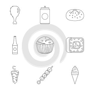 Mealy icons set, outline style