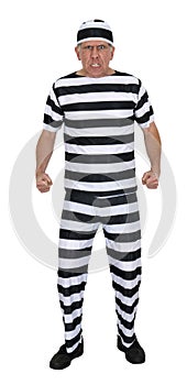 Mean Angry Convict Burglar Isolated on White