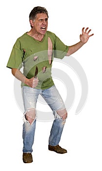 Mean Angry Man With Knife Isolated photo