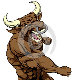 Mean bull mascot fighting