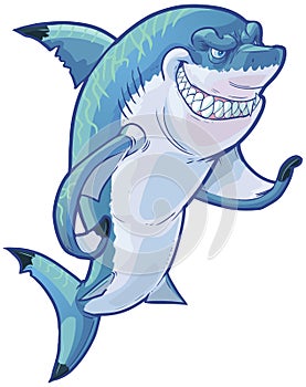 Mean Gesturing Shark Mascot Vector Cartoon Clip Art Illustration photo