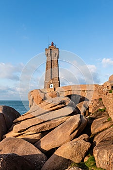 Mean Ruz Lighthouse, Ploumanach, Pink Granite Coast of Brittany