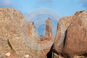 Mean Ruz Lighthouse, Ploumanach, Pink Granite Coast of Brittany