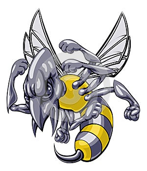 Mean wasp or hornet mascot