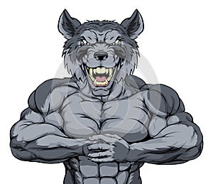 Mean wolf sports mascot photo
