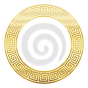 Meander Design Circle Seamless Golden Pattern