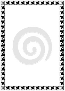 Meander or maze frame vector ornament in black. Isolated background.