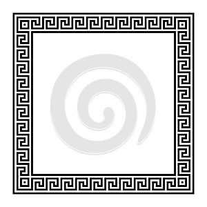 Meander square shaped frame, border with seamless Greek key pattern