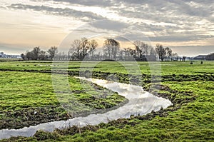 Meandering ditches in a Dutch polder