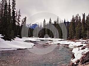 Meandering river on nice winter day