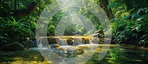 Meandering Stream in Lush Green Forest