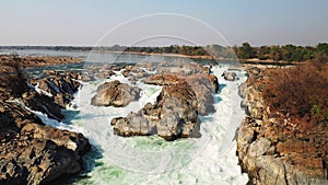The meanders of Khone Falls on the Mekong