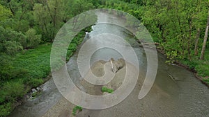 Meanders river delta dron aerial video shot inland sandy sand alluvium floodplain forest lowlands wetland swamp