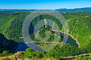 Meanders of river Uvac in Serbia during a sunny day