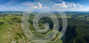 Meanders at rocky river Uvac river in Serbia