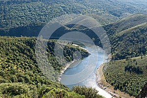 Meanders of the Tagus river as it passes through Monfague in Extremadura