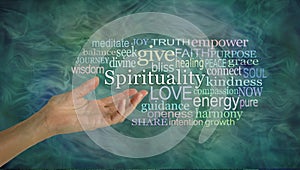 The meaning of Spirituality Word Cloud photo