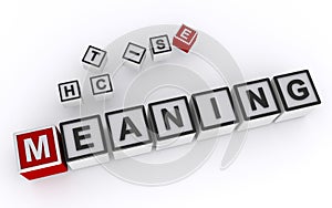 meaning word block on white