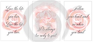 meaningful words poster on pink rose background