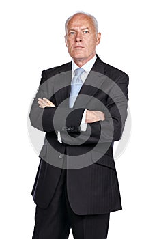 He means business. Studio portrait of a mature businessman isolated on white.