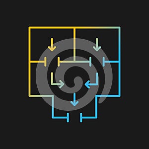 Means to vacate building gradient vector icon for dark theme