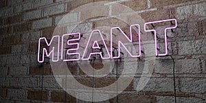 MEANT - Glowing Neon Sign on stonework wall - 3D rendered royalty free stock illustration
