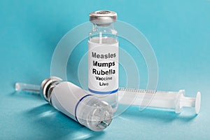 Measles Mumps Rubella Vaccine Vials With Syringe