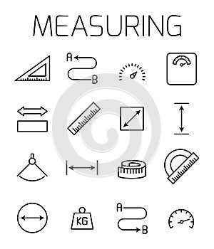 Measuirng related vector icon set.