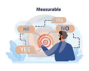 Measurable outcomes visualized. Flat vector