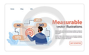 Measurable outcomes visualized. Flat vector