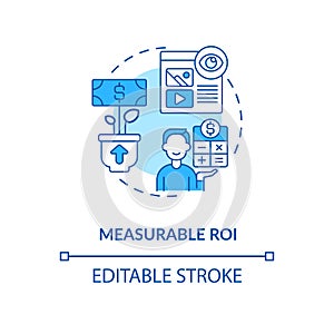 Measurable ROI blue concept icon photo