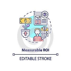 Measurable ROI concept icon photo