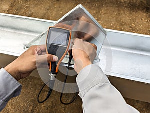 Measure the Coating Thickness Galvanized with a Coating Thickness Gauge by Specification of Project for Steel Structure Work photo