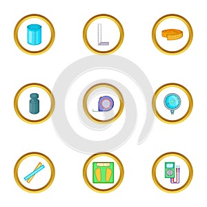 Measure instrumentation icons set, cartoon style