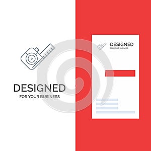 Measure, Measuring, Tape, Tool Grey Logo Design and Business Card Template