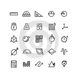 Measure, precision measurement vector thin line icons