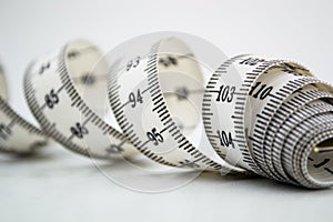 Measure tape or centimeter isolated over white