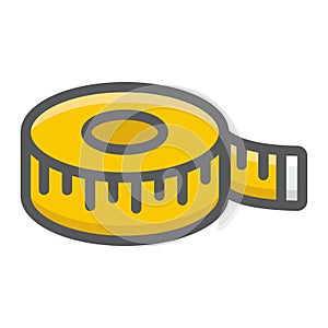 Measure tape filled outline icon, centimeter