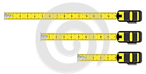 Measure tape vector meter isolated scale. Yellow ruler measure tape centimeter inch