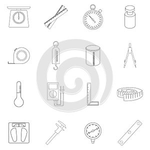 Measure tools icon set outline