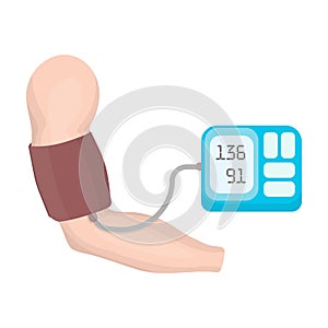Measurement of blood pressure with a tonometer. Medicine single icon in cartoon style vector symbol stock illustration