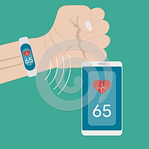 Measurement and monitoring of blood pressure with modern gadgets and mobile applications. Man checking arterial blood pressure