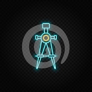 measurement precision ,building. Blue and yellow neon vector icon